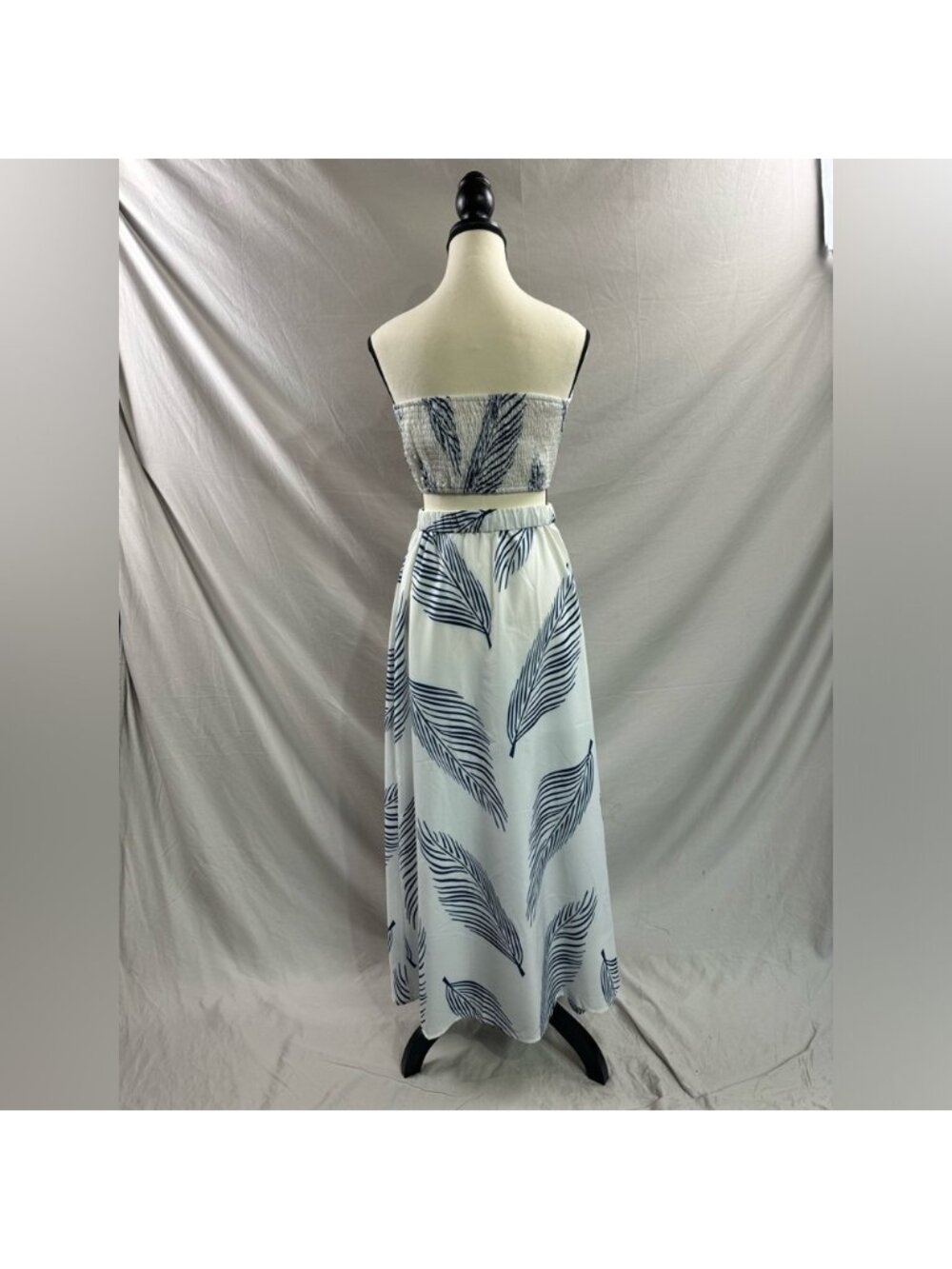Boho White Tropical Print Tube Top & Split Thigh Skirt* - Picture 10 of 10
